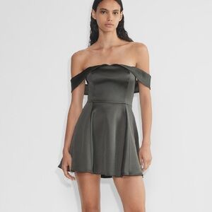 Babaton TEN Aphrodite Satin Dress in Coal Grey